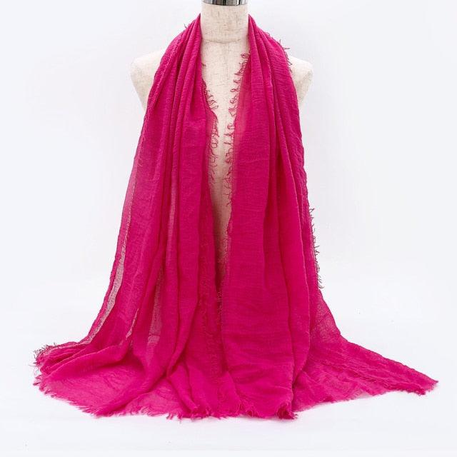 Lightweight Solid Scarf - Premium Cotton Linen Wrap for Women