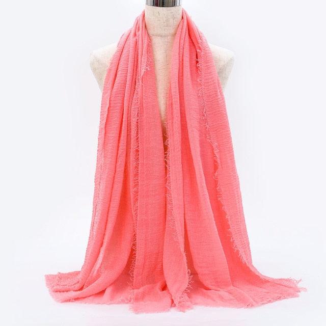 Lightweight Solid Scarf - Premium Cotton Linen Wrap for Women