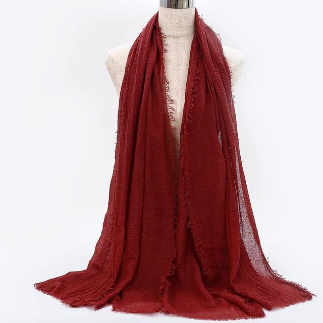 Lightweight Solid Scarf - Premium Cotton Linen Wrap for Women