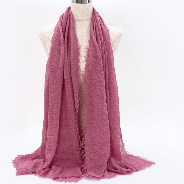 Lightweight Solid Scarf - Premium Cotton Linen Wrap for Women
