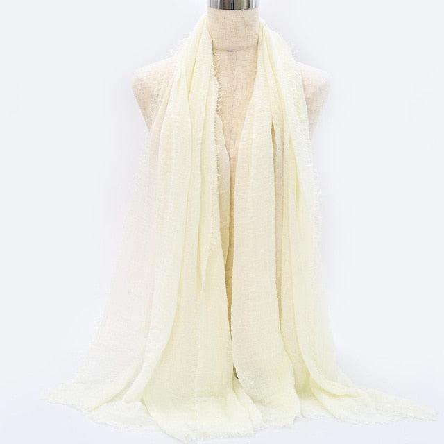 Lightweight Solid Scarf - Premium Cotton Linen Wrap for Women