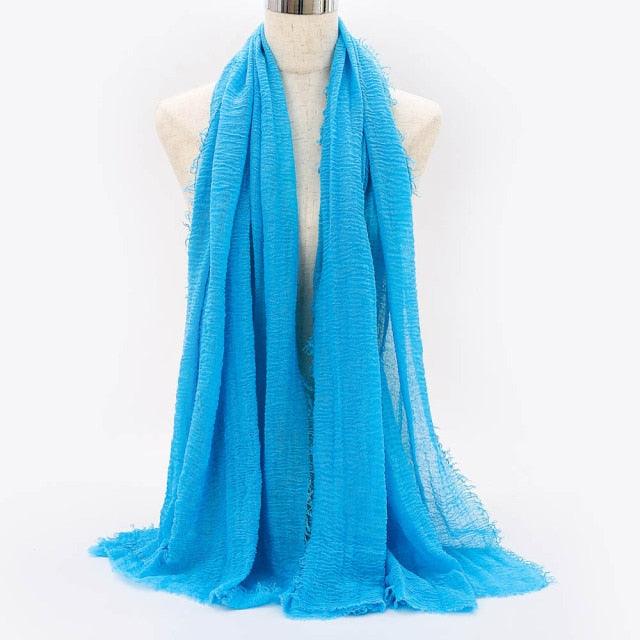 Lightweight Solid Scarf - Premium Cotton Linen Wrap for Women