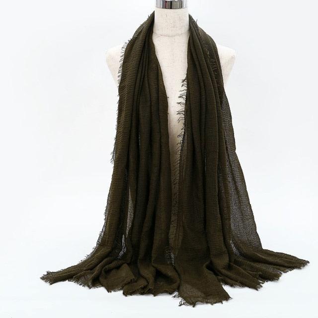 Lightweight Solid Scarf - Premium Cotton Linen Wrap for Women