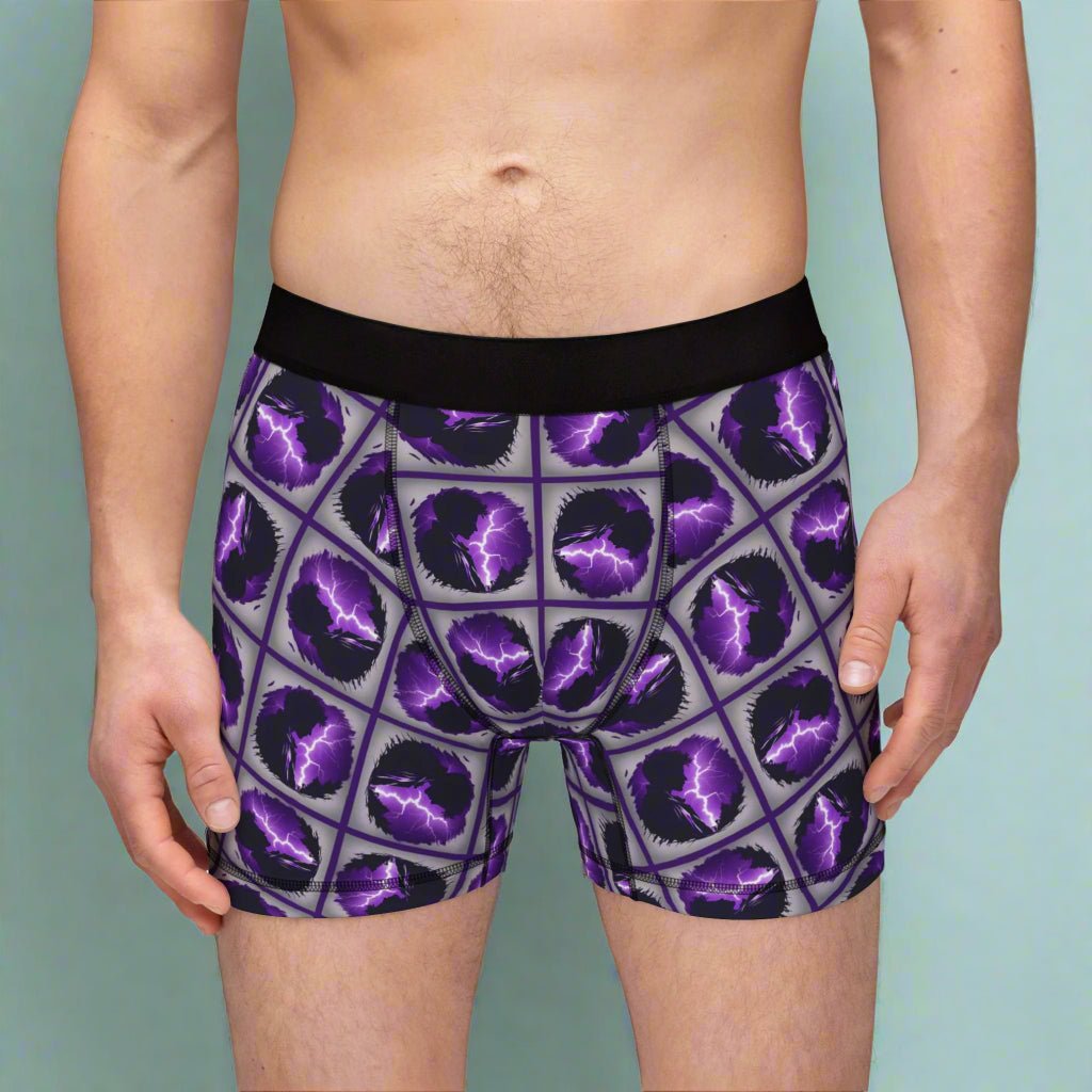 Men's Boxer Shorts for Epilepsy Awareness - Lightning Brain Design - Korvel