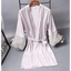 Elegant Pink Silk Bathrobe with Lace Trim for Women - Perfect for Bridesmaids and Lounging - Korvel