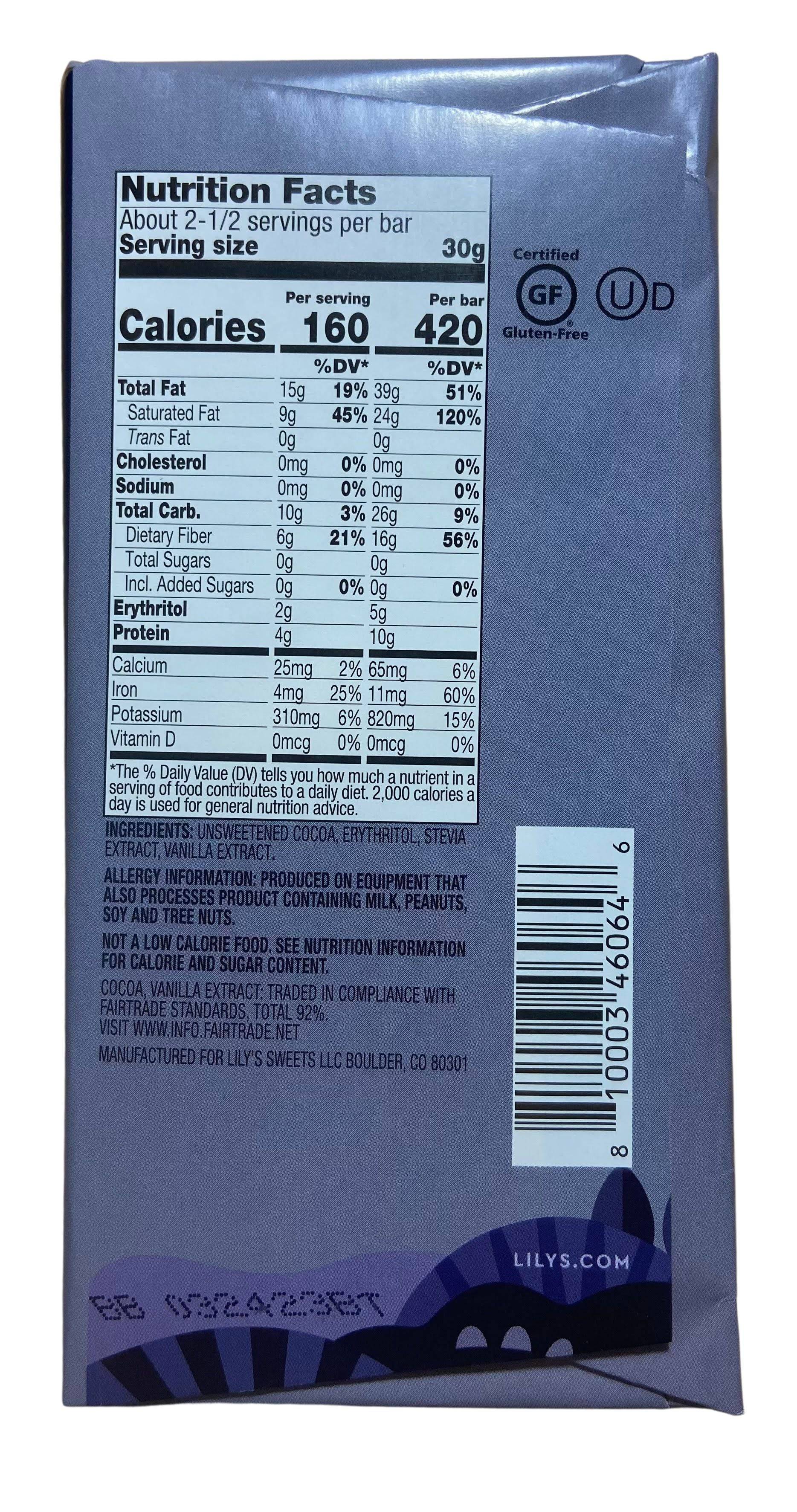 Lily's Dark Chocolate Bars - Stevia Sweetened Delight - Korvel