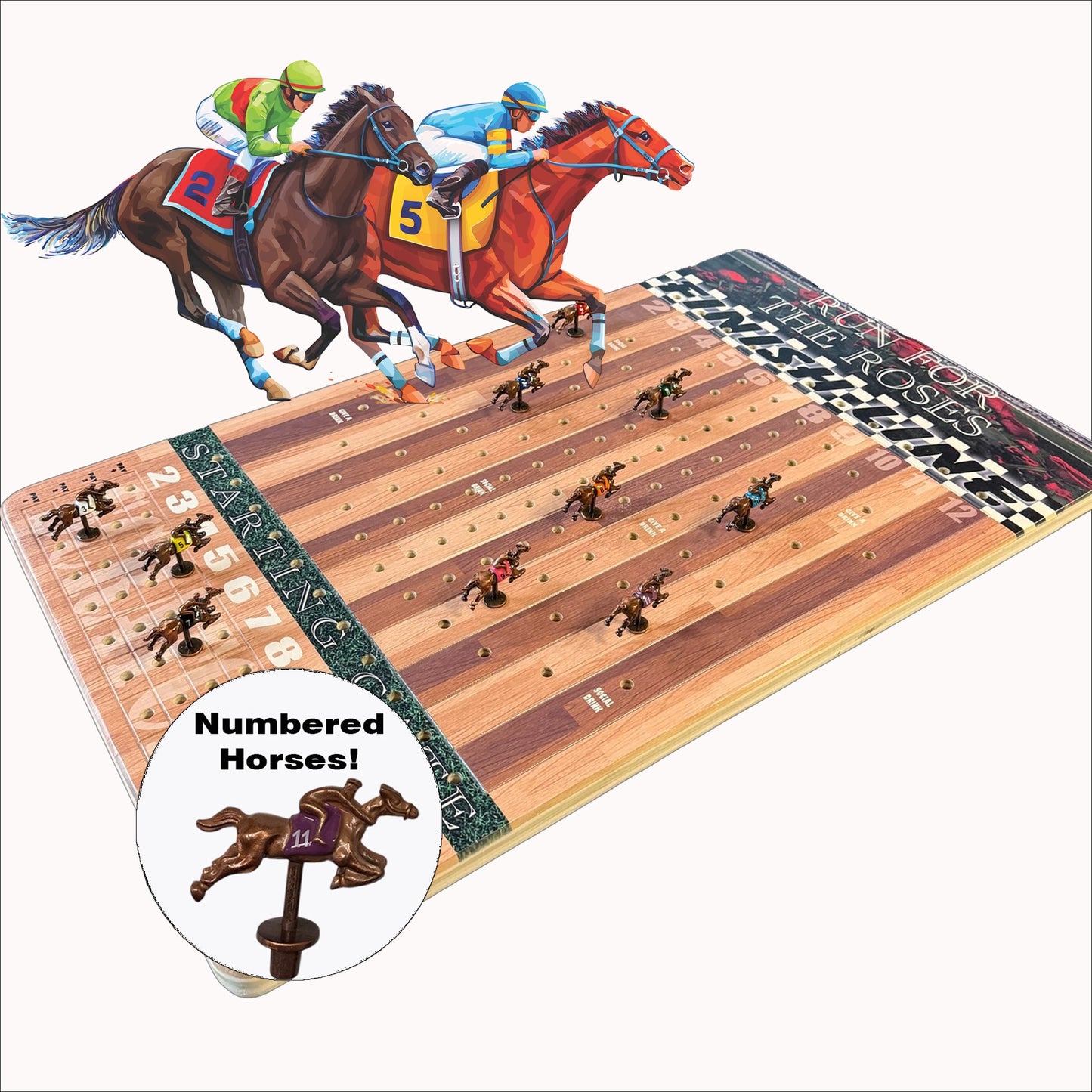 Exciting Horse Racing Party Game - Striped Track Edition - Korvel