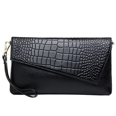 Litchi grain top layer cowhide fashion Shoulder bag Multifunctional leather Clutch bag Large capacity crossbody bags for women - Korvel