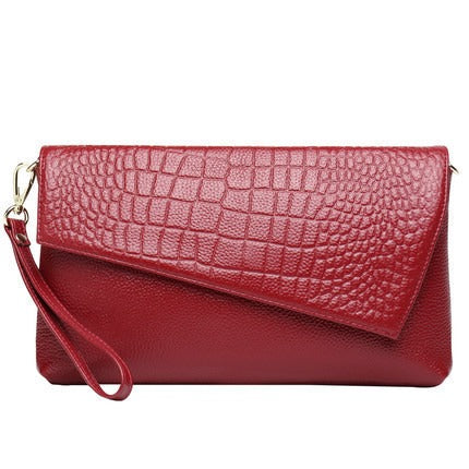 Litchi grain top layer cowhide fashion Shoulder bag Multifunctional leather Clutch bag Large capacity crossbody bags for women - Korvel
