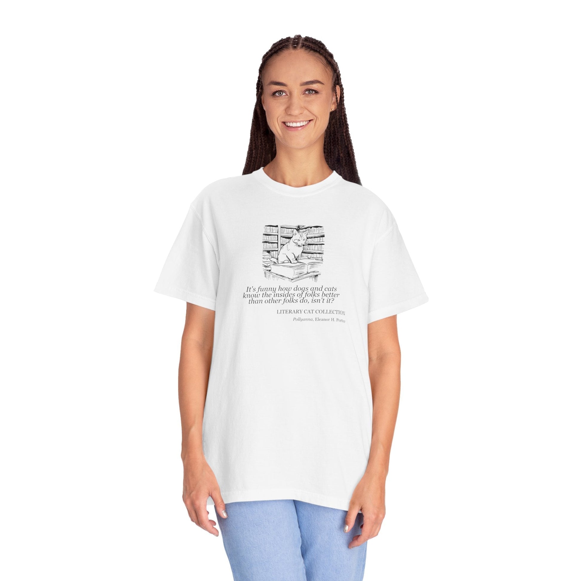Pollyanna Literary Cat Unisex Tee - A Must-Have for Book Lovers - Korvel