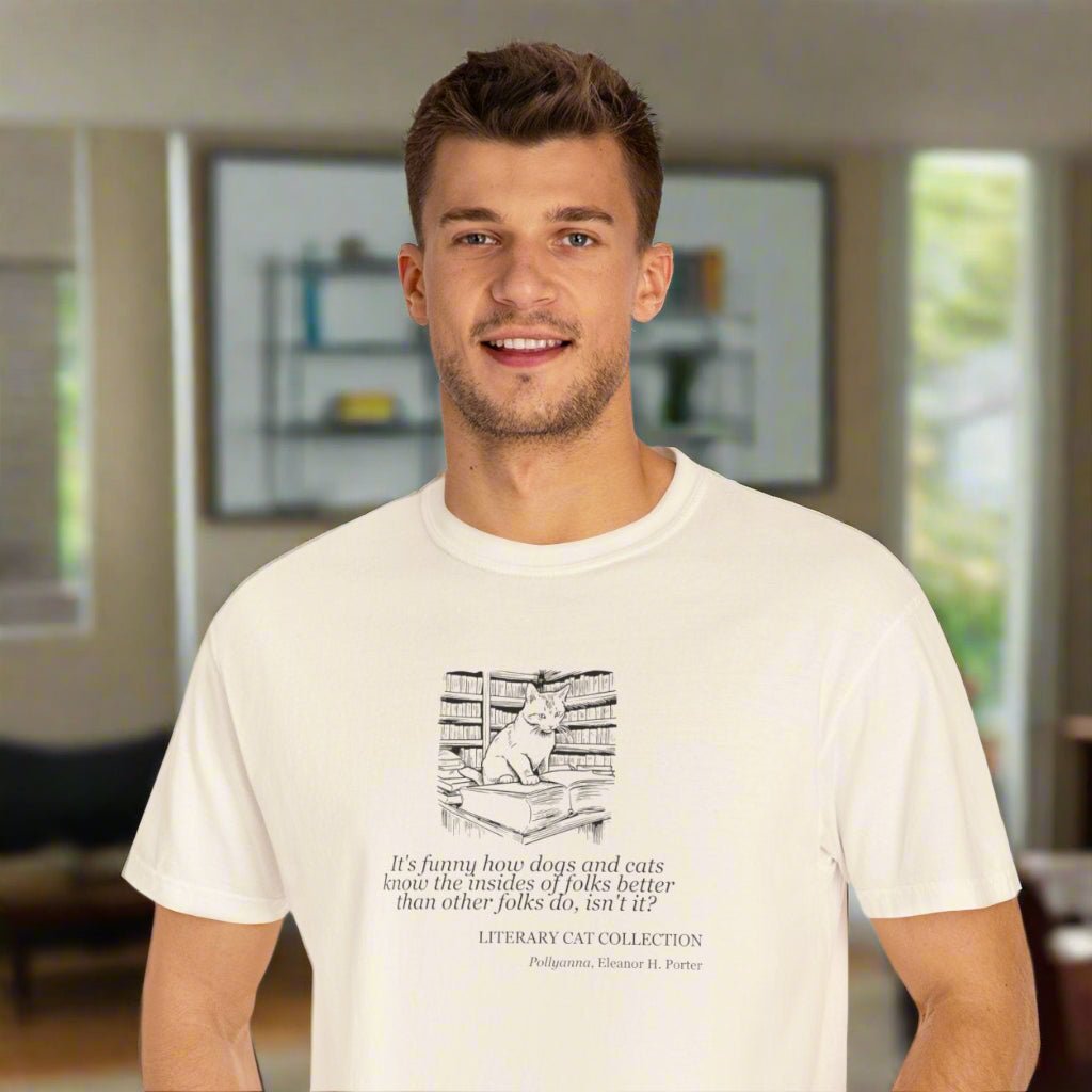 Pollyanna Literary Cat Unisex Tee - A Must-Have for Book Lovers - Korvel
