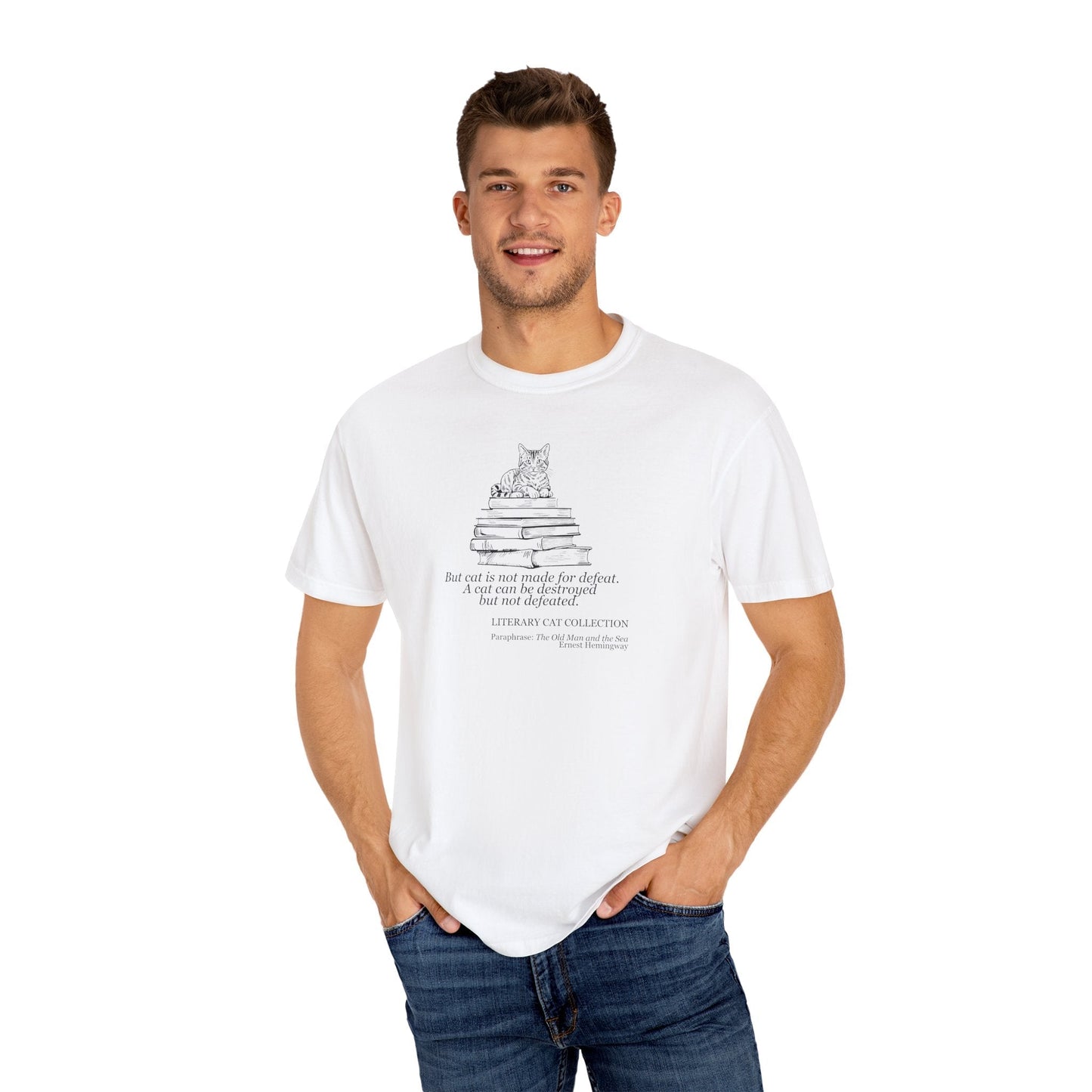 Literary Cat Unisex T-Shirt - The Old Man & the Sea