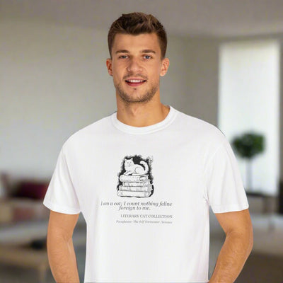 Whimsical Literary Cat Unisex Tee - Embrace Your Inner Book Lover - Korvel