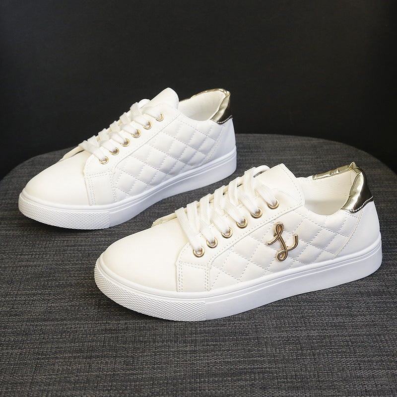 Little white shoes for women, lightweight, simple, fashionable, low top, flat bottom, versatile, women's trendy sports shoes - Korvel