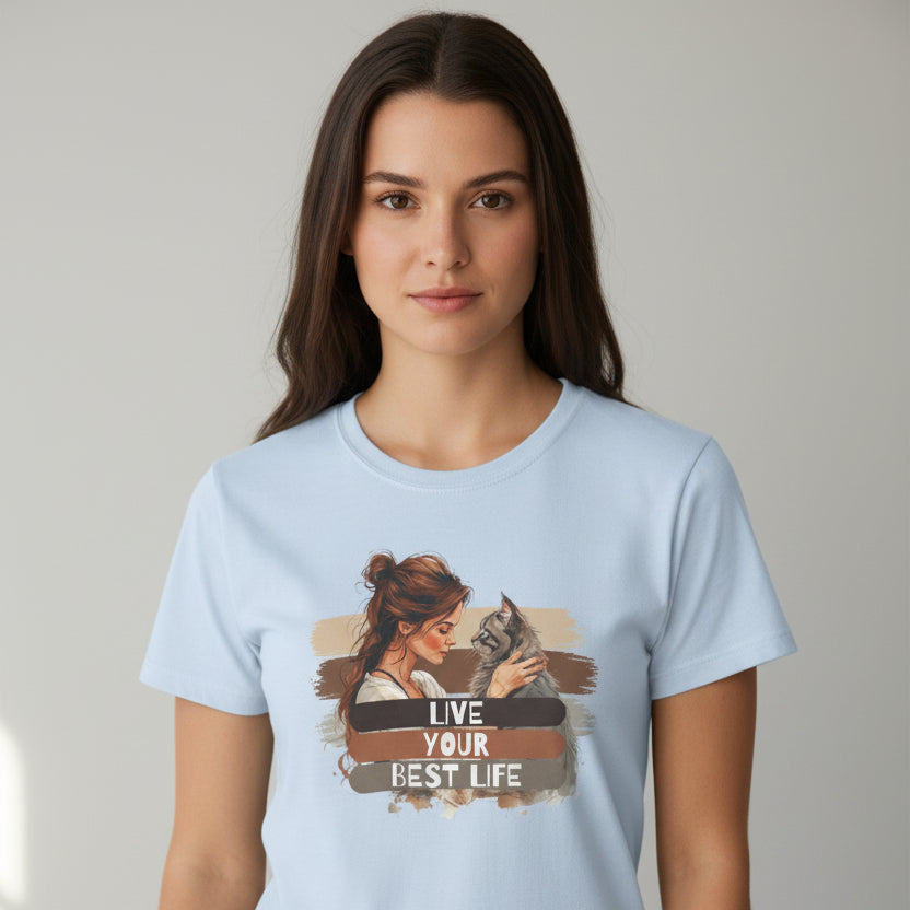 Camiseta para Mujer Live Your Best Life - Camiseta de Confort Softstyle