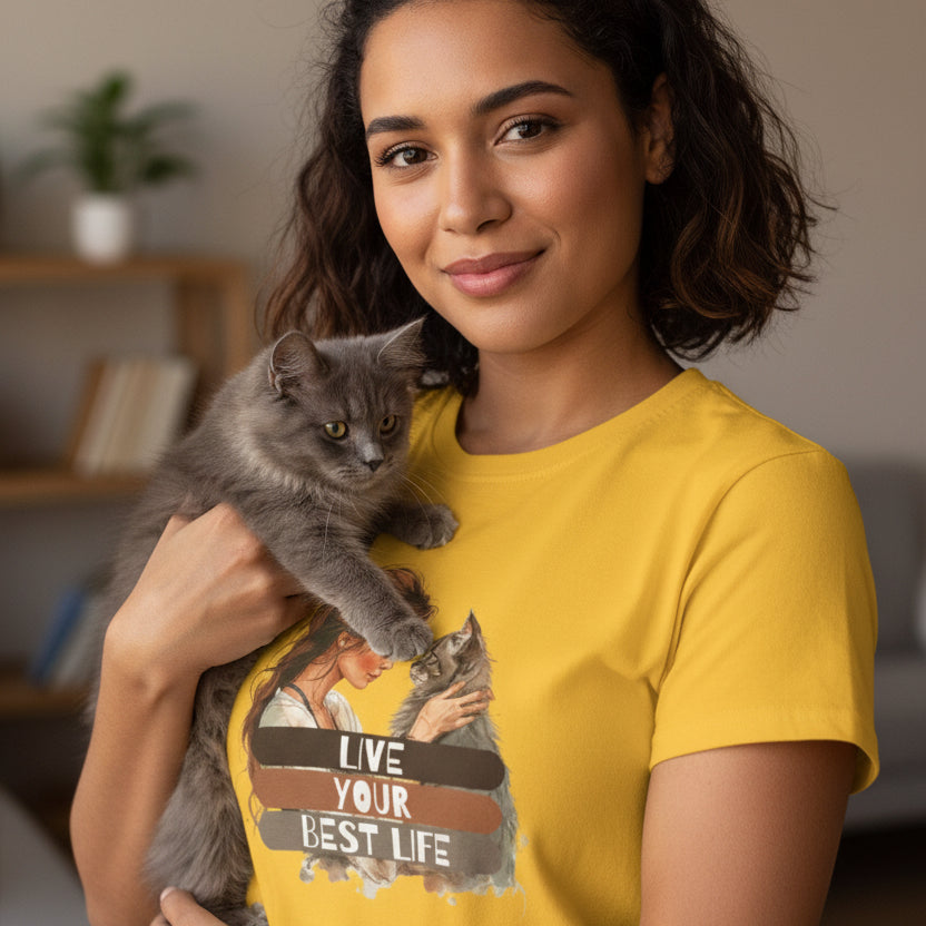 Camiseta para Mujer Live Your Best Life - Camiseta de Confort Softstyle