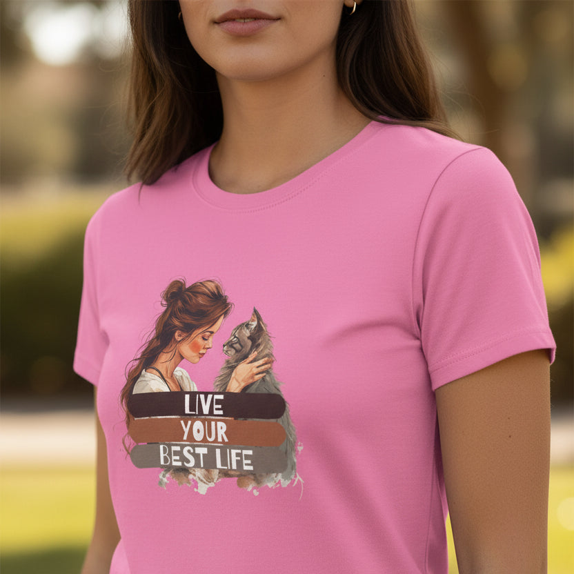 Camiseta para Mujer Live Your Best Life - Camiseta de Confort Softstyle