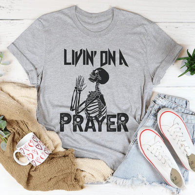 Camiseta de esqueleto "Viviendo en una oración"