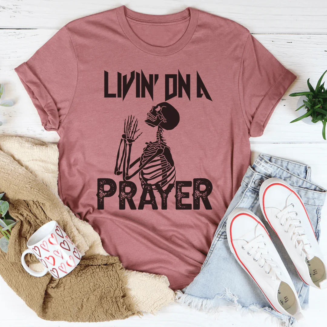 Camiseta de esqueleto "Viviendo en una oración"
