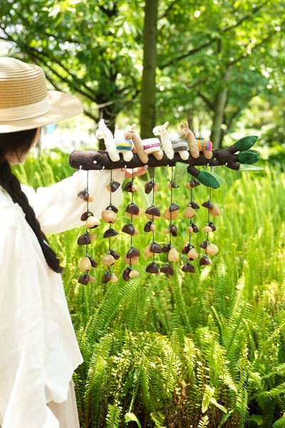 Llama Forest Wind Chime - Handmade Felt Decor