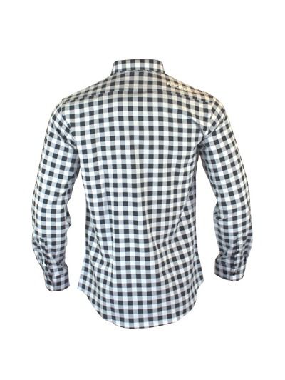 Titan Grey Plaid Long Sleeve Shirt - Athletic Fit - Korvel