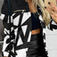Long sleeved button color blocked printed lapel commuter suit for women - Korvel