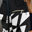 Long sleeved button color blocked printed lapel commuter suit for women - Korvel