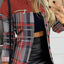 Long sleeved button color blocked printed lapel commuter suit for women - Korvel