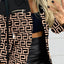 Long sleeved button color blocked printed lapel commuter suit for women - Korvel
