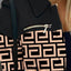 Long sleeved button color blocked printed lapel commuter suit for women - Korvel