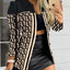 Long sleeved button color blocked printed lapel commuter suit for women - Korvel