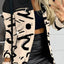 Long sleeved button color blocked printed lapel commuter suit for women - Korvel