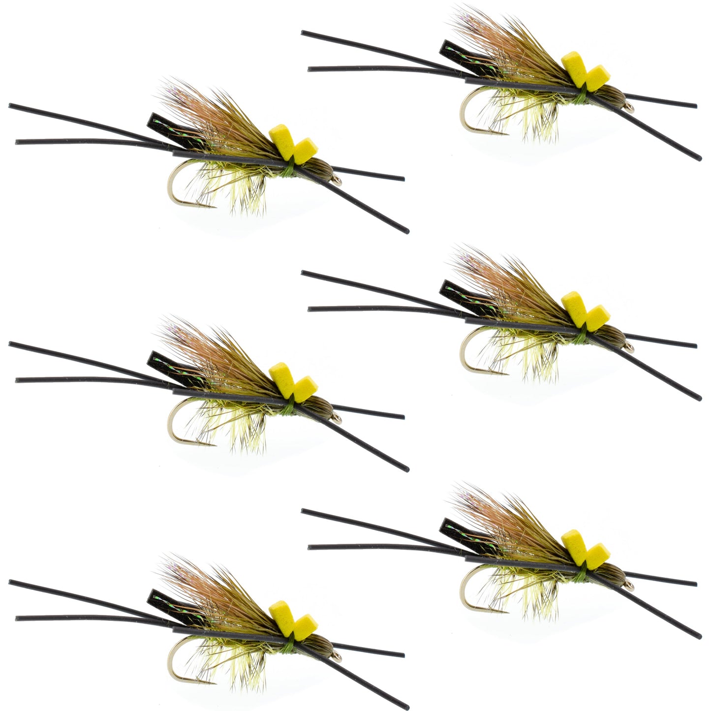 Premium Adult Skwala Stonefly Dry Flies - Size 10 - Pack of 6 - Korvel