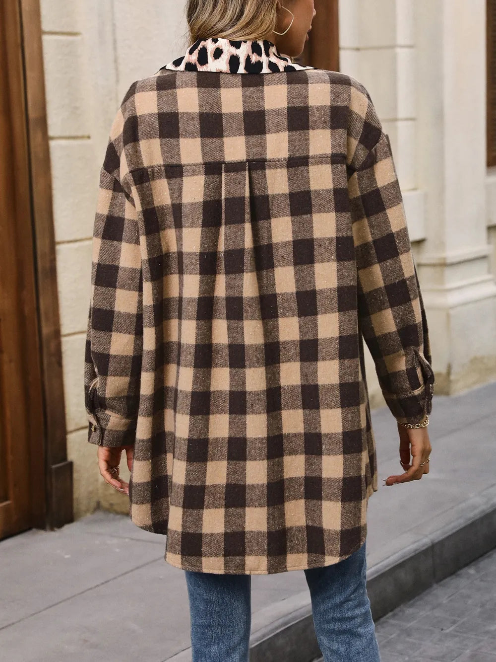 Veste en Plaid Doux et Décontracté