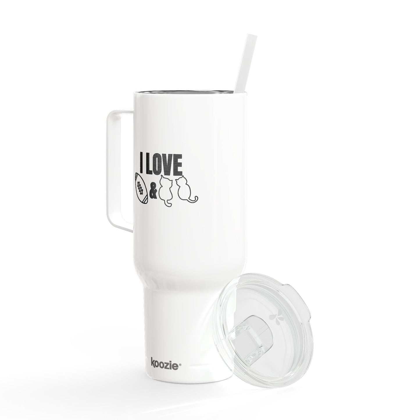 Tasse isolée gravée Love Football & Cats