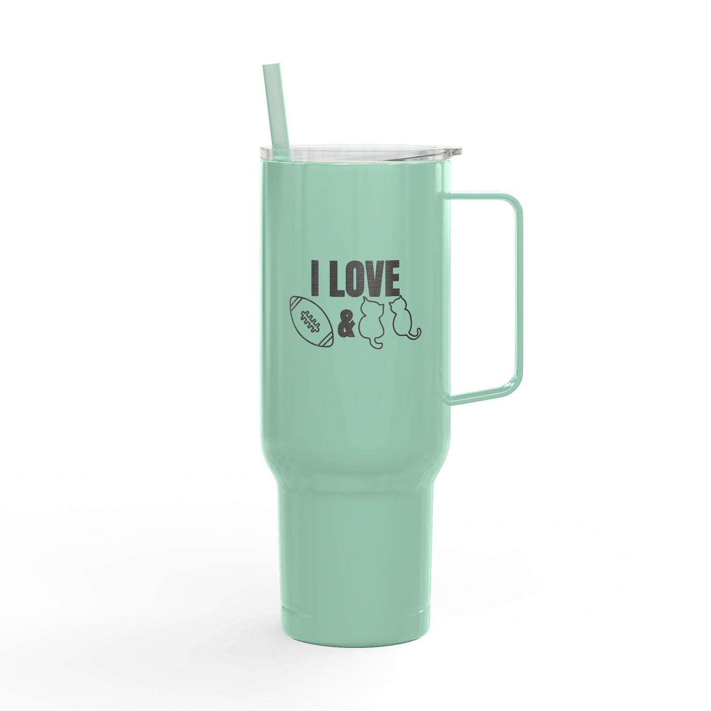 Tasse isolée gravée Love Football & Cats