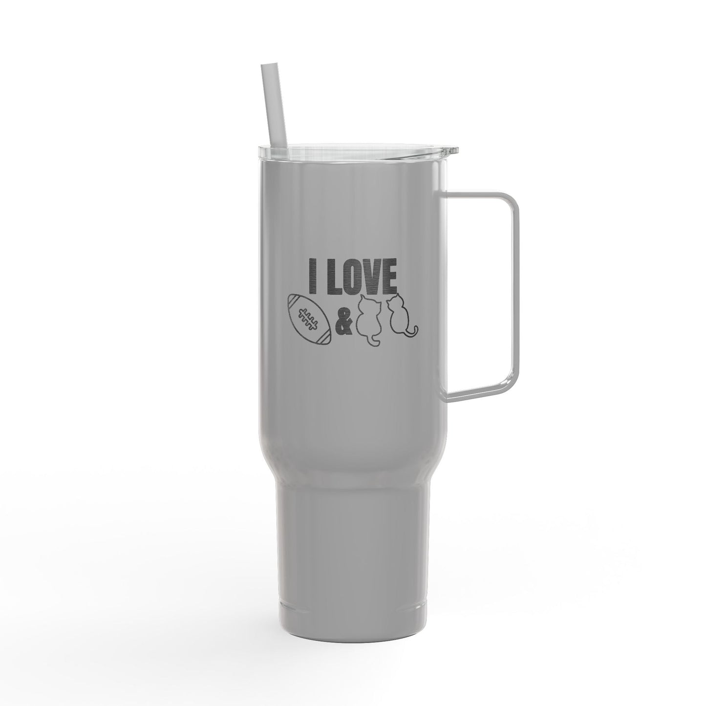Tasse isolée gravée Love Football & Cats
