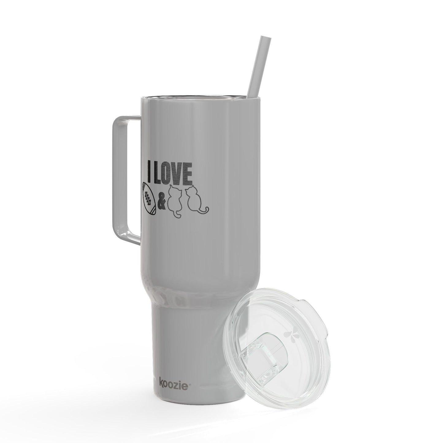 Tasse isolée gravée Love Football & Cats