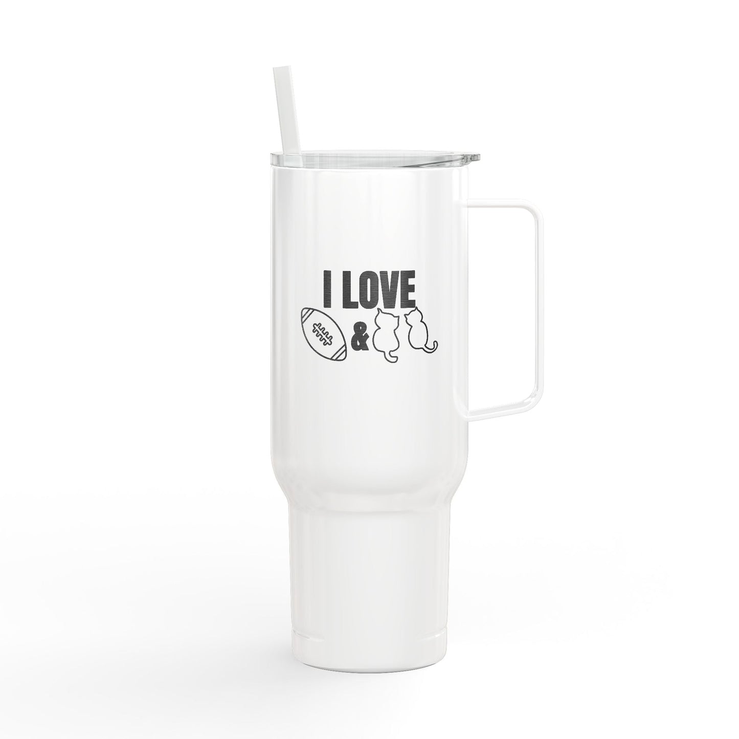 Tasse isolée gravée Love Football & Cats