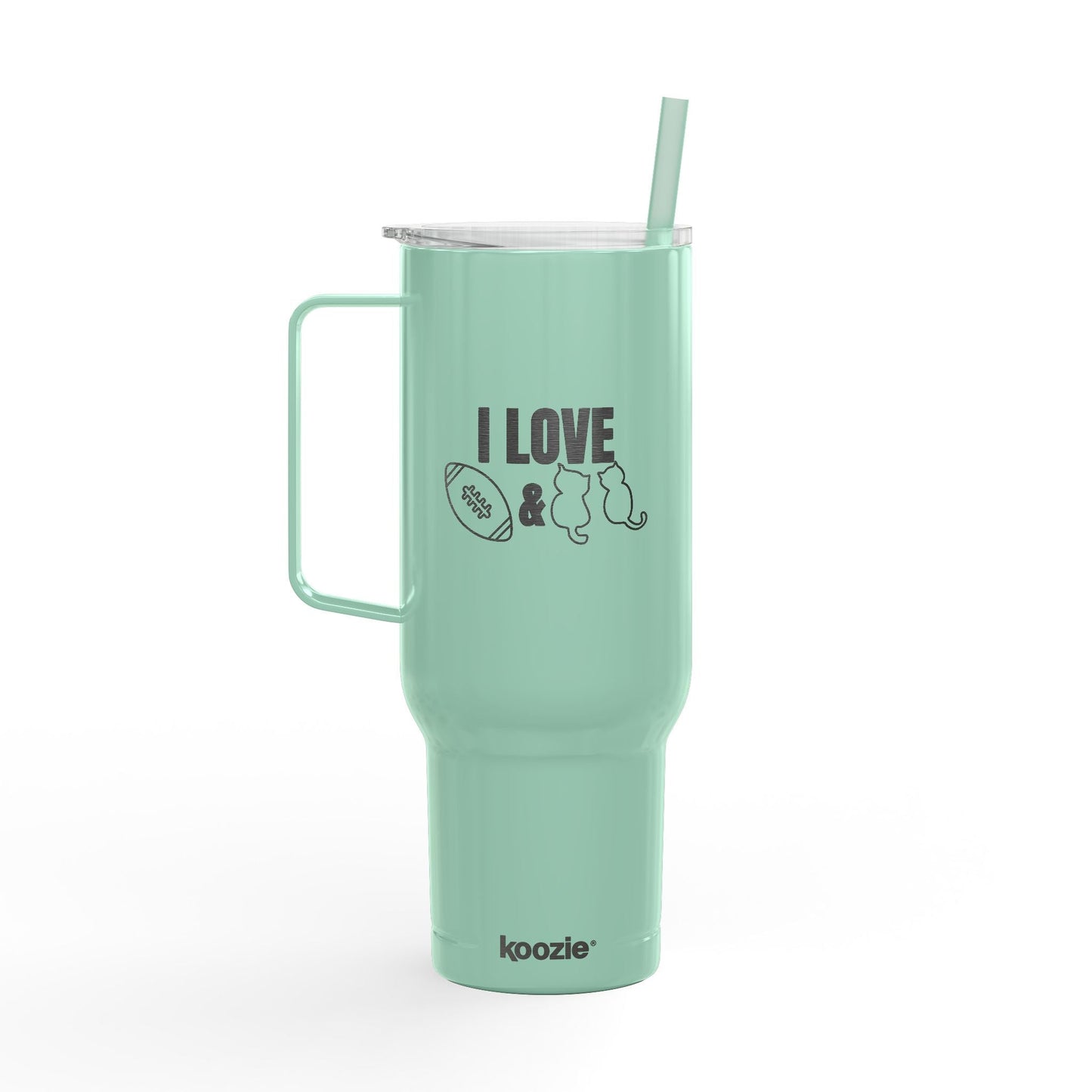 Tasse isolée gravée Love Football & Cats
