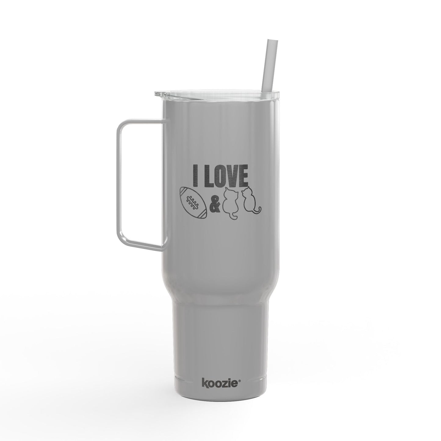 Tasse isolée gravée Love Football & Cats
