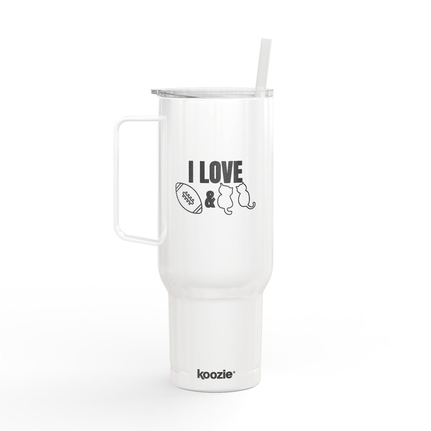 Tasse isolée gravée Love Football & Cats