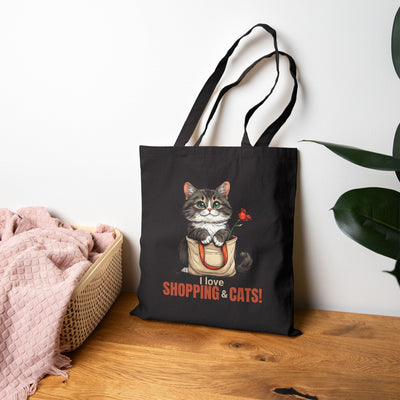 Bolsa Tote Love Shopping & Cats