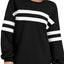 Lovelet Striped Round Neck Dropped Shoulder Sweatshirt - Korvel