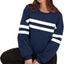 Lovelet Striped Round Neck Dropped Shoulder Sweatshirt - Korvel