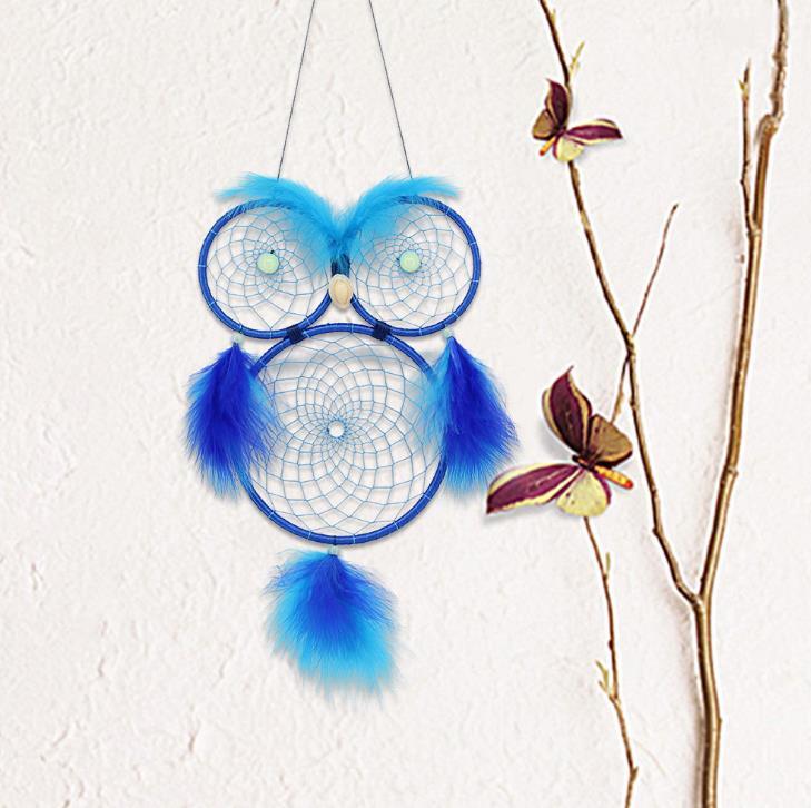 Chic Owl Dream Catcher Wall Hanging - Handmade Decor for Kids' Rooms