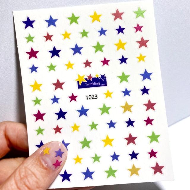 Pegatinas de Arte de Uñas 3D Geometría de Estrellas Encantadoras - Decoración Autoadhesiva Premium