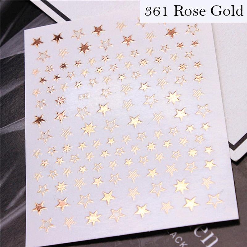 Pegatinas de Arte de Uñas 3D Geometría de Estrellas Encantadoras - Decoración Autoadhesiva Premium