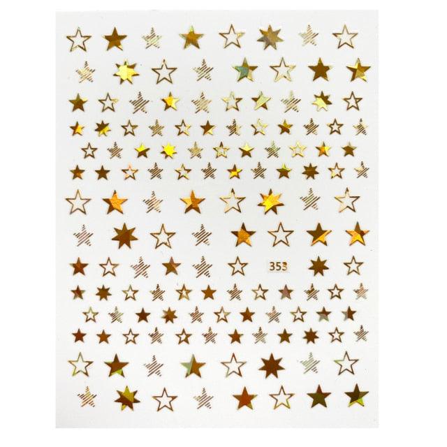 Pegatinas de Arte de Uñas 3D Geometría de Estrellas Encantadoras - Decoración Autoadhesiva Premium