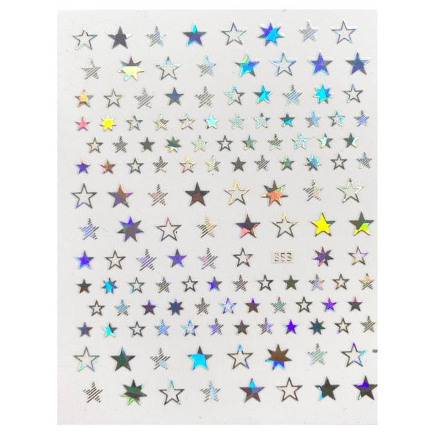 Pegatinas de Arte de Uñas 3D Geometría de Estrellas Encantadoras - Decoración Autoadhesiva Premium